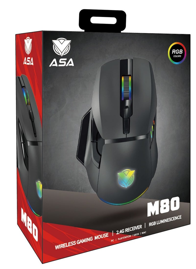 ASA - ASA Mouse ASA M80 Honeycom Macro USB Programmable Buttons RGB Backlight Ergonomic Design Suitable for Mac, Laptop and PC Black - Image 1