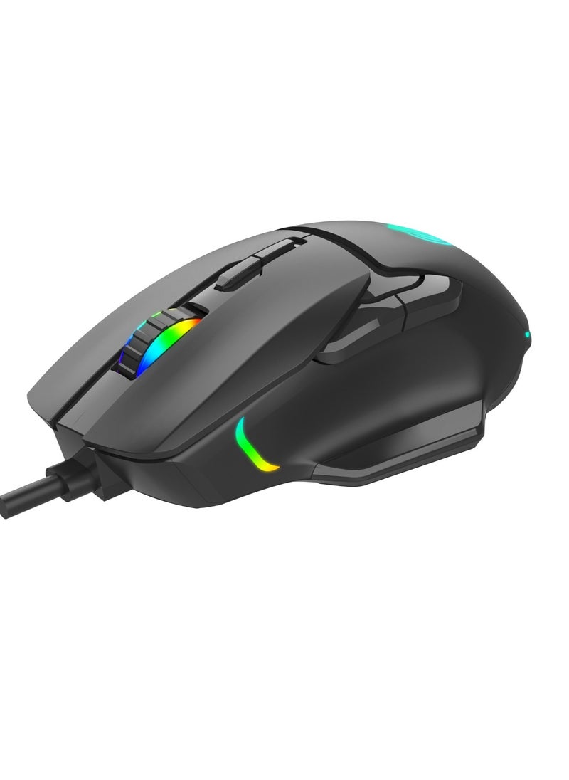 ASA - ASA Mouse ASA M80 Honeycom Macro USB Programmable Buttons RGB Backlight Ergonomic Design Suitable for Mac, Laptop and PC Black - Image 1