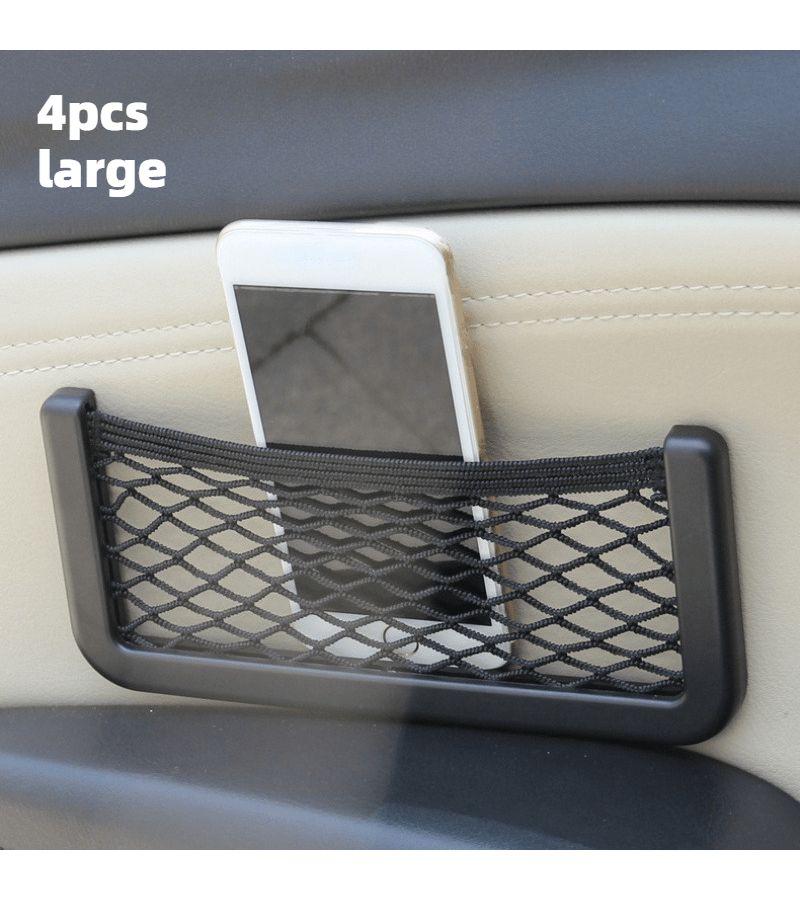 4pcs Car Storage Mesh Bags Adhesive Mounted Auto Pockets Small Size Automotive Accessories - Image 2