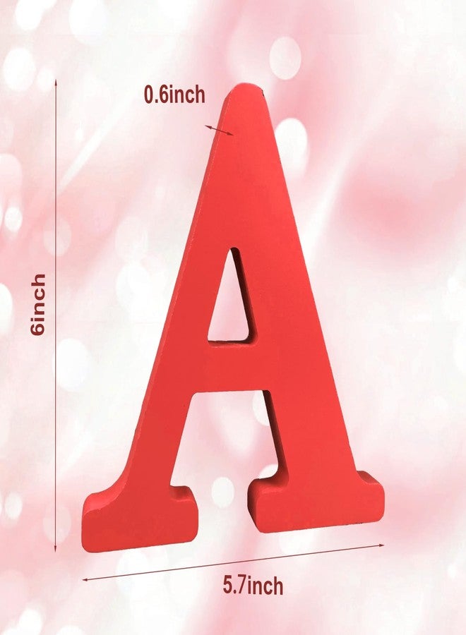 AOCEAN 6 Inch Red Wood Letters Unfinished Wood Letters for Wall Decor Decorative Standing Letters Slices Sign Board Decoration for Craft Home Party Projects (A) - Image 2