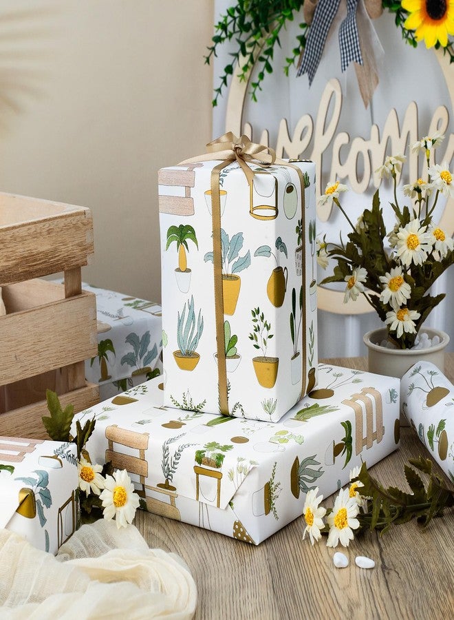 MAYPLUSS Multi Plants Wrapping Paper Roll - 17Inch X 33Feet - Elegant Luxury Thick Gardener Potted Theme Gift Wrap Stone Paper for Plant Lover, Birthday, Holiday, Party Decor - Image 5