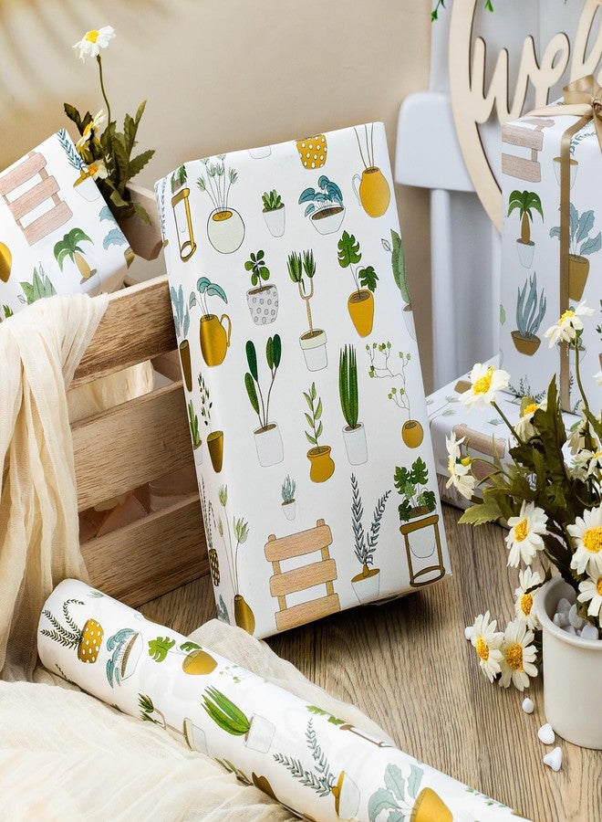 MAYPLUSS Multi Plants Wrapping Paper Roll - 17Inch X 33Feet - Elegant Luxury Thick Gardener Potted Theme Gift Wrap Stone Paper for Plant Lover, Birthday, Holiday, Party Decor - Image 2