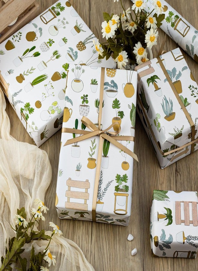 MAYPLUSS Multi Plants Wrapping Paper Roll - 17Inch X 33Feet - Elegant Luxury Thick Gardener Potted Theme Gift Wrap Stone Paper for Plant Lover, Birthday, Holiday, Party Decor - Image 4