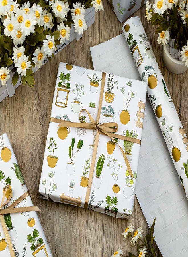 MAYPLUSS Multi Plants Wrapping Paper Roll - 17Inch X 33Feet - Elegant Luxury Thick Gardener Potted Theme Gift Wrap Stone Paper for Plant Lover, Birthday, Holiday, Party Decor - Image 3
