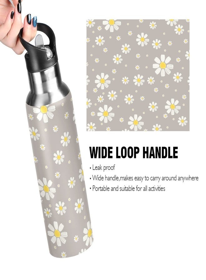 xigua Daisy Water Bottle with Straw Lid 22 oz - Vacuum Insulated Stainless Steel Water Bottles Leakproof Water Flask for Fitness Sports Outdoor - Image 4