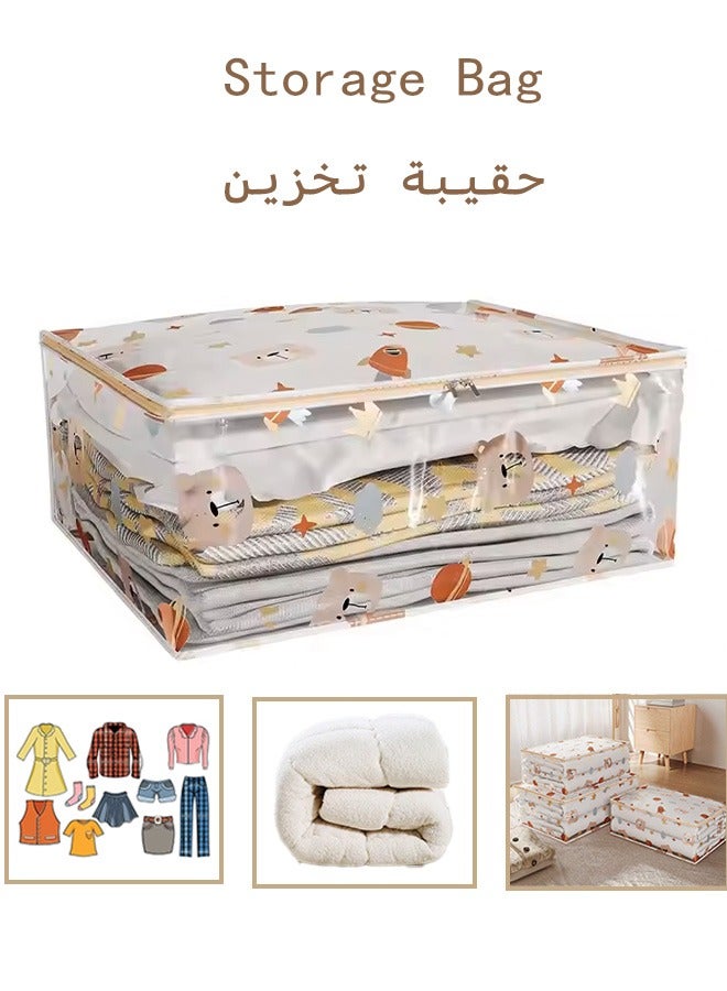 Gerenic Storage Bag Clothes Storage Bag, Large Capacity Storage Organizer Quilt Storage Bag with Clear Window,Closet Organizers Storage Containers, Environmental and Moisture-Proof, Foldable Clothes Storage Bag With Sturdy Zipper For Comforters Clothes Bedding(70*50*24cm) - Image 1