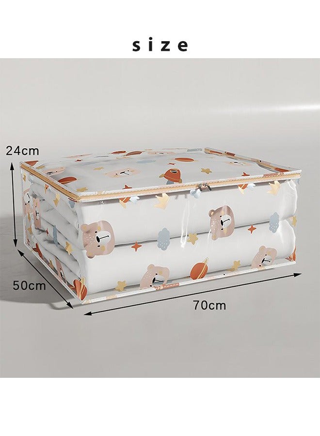 Gerenic Storage Bag Clothes Storage Bag, Large Capacity Storage Organizer Quilt Storage Bag with Clear Window,Closet Organizers Storage Containers, Environmental and Moisture-Proof, Foldable Clothes Storage Bag With Sturdy Zipper For Comforters Clothes Bedding(70*50*24cm) - Image 2