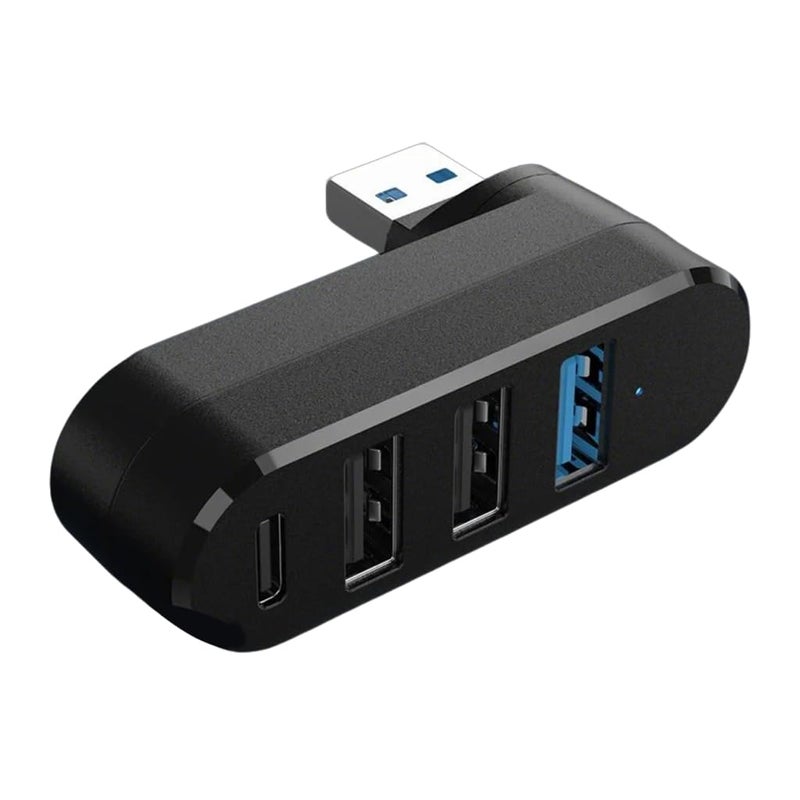 4 Port USB3.0 Hubs 180° Degree Rotatable USB Splitter with 3 USB Port 1 USB C Powered Data Port USB Extender for Laptop - Image 1