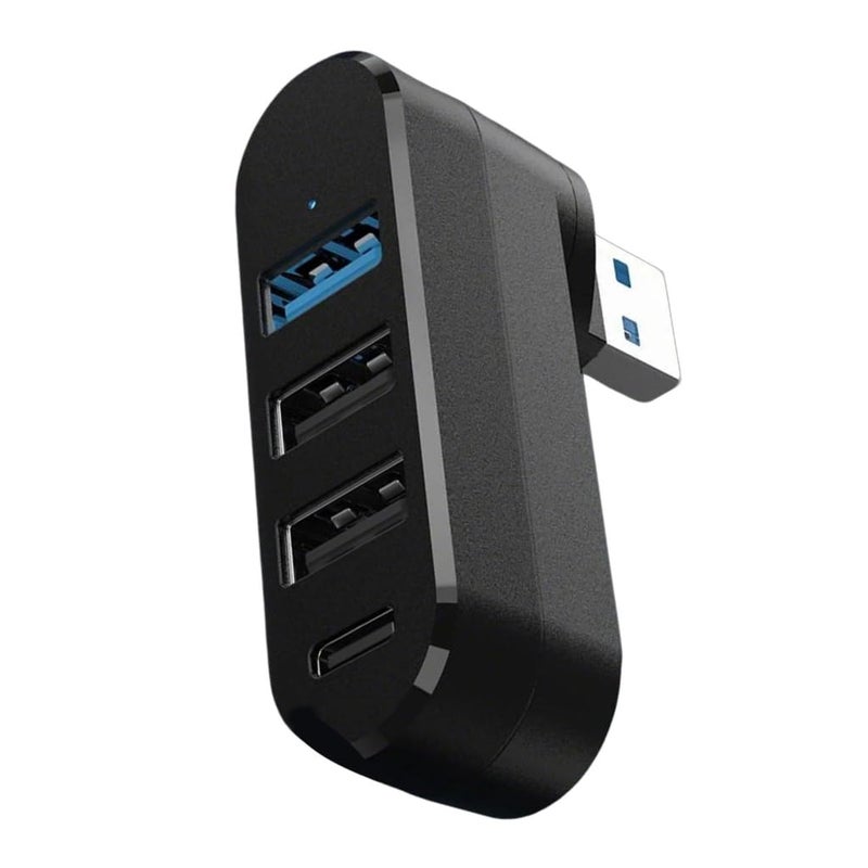 4 Port USB3.0 Hubs 180° Degree Rotatable USB Splitter with 3 USB Port 1 USB C Powered Data Port USB Extender for Laptop - Image 3