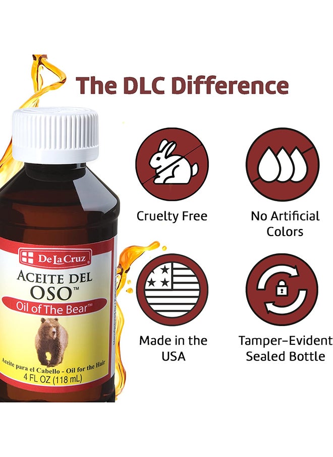 De La Cruz Oil Of The Bear/Aceite Del Oso Hair Brilliantine No Artificial Colors 4 Fl. Oz.  - Image 3