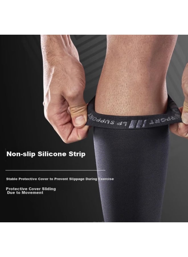 LP Lp 270z Professional Thermal Basketball Running Sports Leg Sleeves Men Women Thin Leg Guards Black L  - Image 4