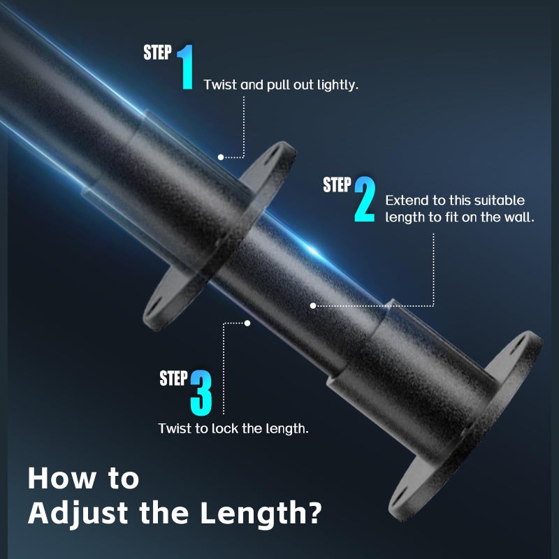 UIABOPZ Shower Curtain Rods, 29-64inch Adjustable Shower Pole - Heavy Duty Shower Rods for Bathroom Matte Black (1 Pack) - Image 5