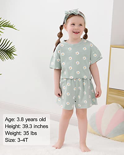 WESIDOM Toddler Girl Clothes Baby Girls Outfits 6M-5T Summer Floral Print Shirt+Shorts+Headband 3pcs Baby Clothing - Image 2