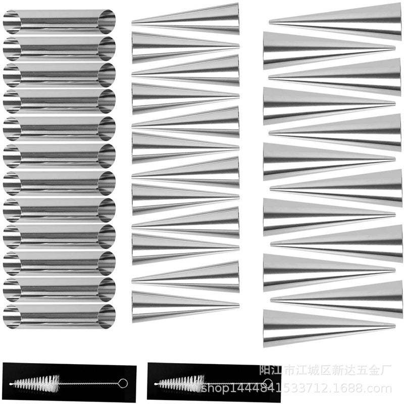 35-Piece Croissant Mold Danish Two-Way Round Tube Mold Conical Bread Tube Set Factory - Image 1