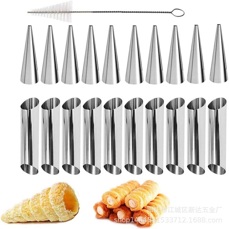 35-Piece Croissant Mold Danish Two-Way Round Tube Mold Conical Bread Tube Set Factory - Image 3