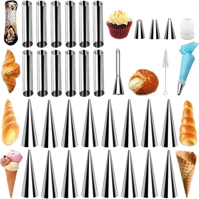 35-Piece Croissant Mold Danish Two-Way Round Tube Mold Conical Bread Tube Set Factory - Image 2