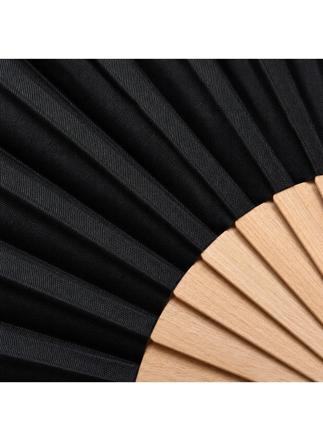 مروحة يدوية قابلة للطي من الخشب والقماش باللون الأسود، خفيفة ومحمولة، مناسبة للرقص، الحفلات، الكوسبلاي، والمناسبات اليومية - Image 4