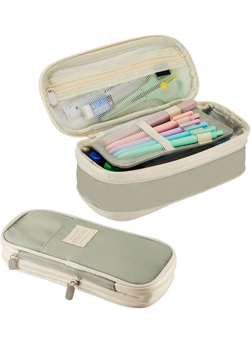 YelaJoy Pencil Case, Large Zipper Pencil Pouch, Big Capacity Pencil Case with Compartments，Cute Pencil Pouch for Kids, Teenagers, Boys, Girls, Adults (Green)  - Image 1