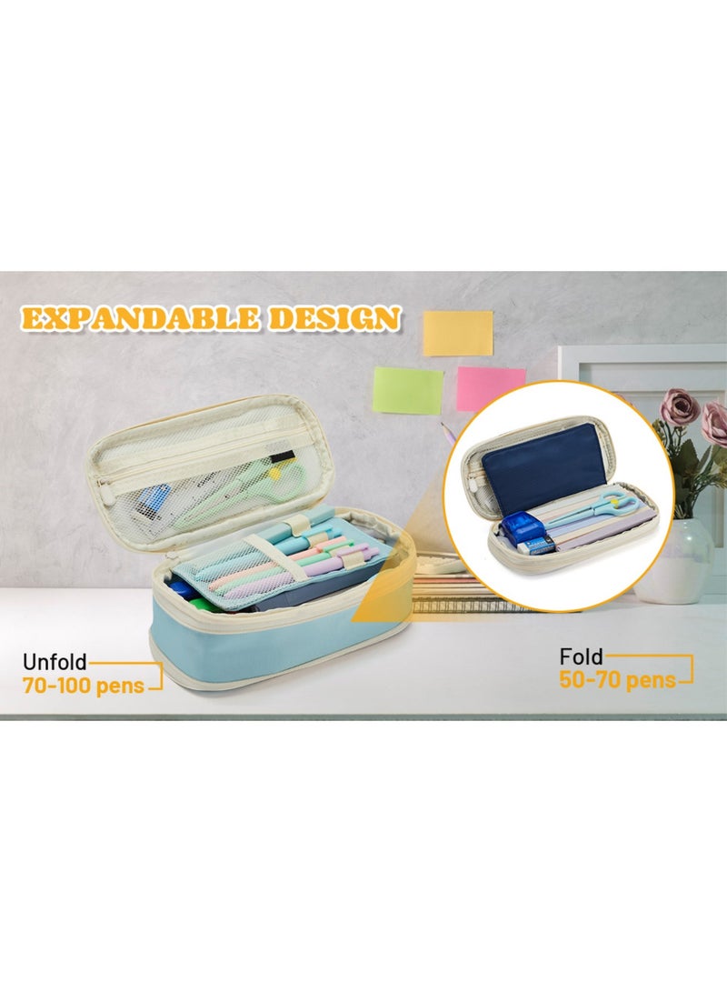 YelaJoy Pencil Case, Large Zipper Pencil Pouch, Big Capacity Pencil Case with Compartments，Cute Pencil Pouch for Kids, Teenagers, Boys, Girls, Adults (Green)  - Image 2