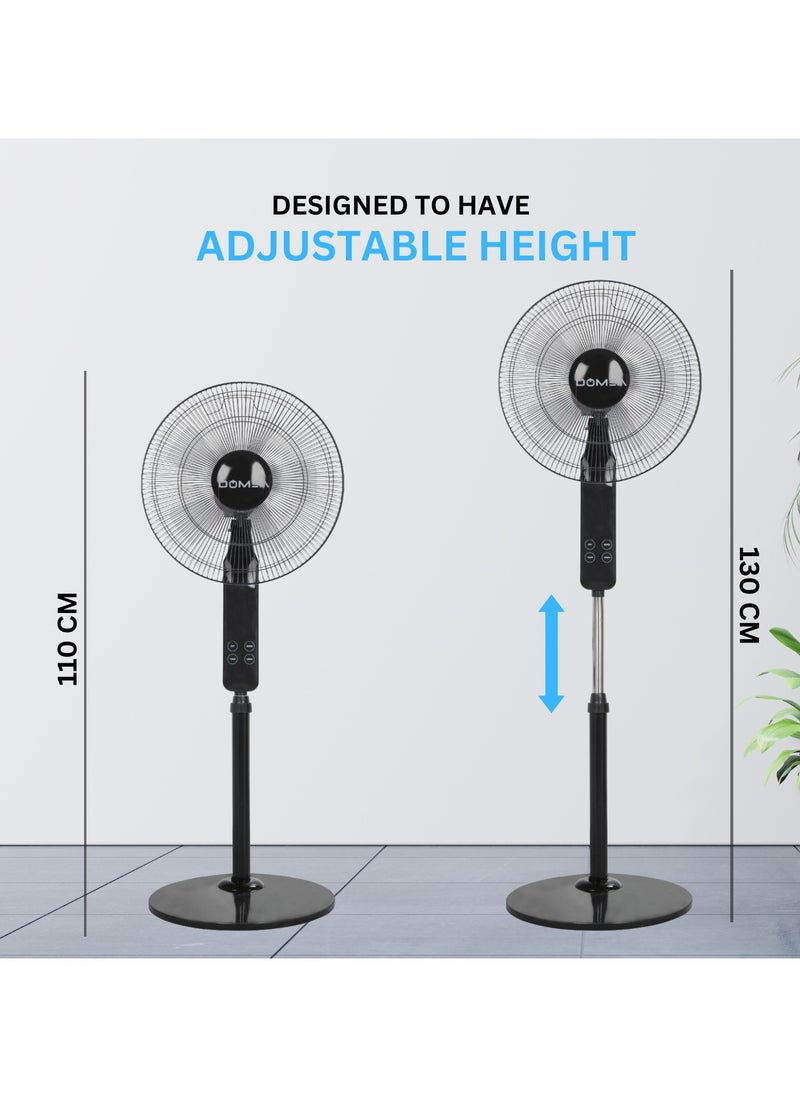 Pedestal Fan with 5 Blades, 16-Inch, Remote Control, Adjustable Height, Silent Operation, 3-Speed Modes & 7.5 Hours Timer, Wide Angle Oscillation -Best For Home, Office & Apartment Cooling, 50 W