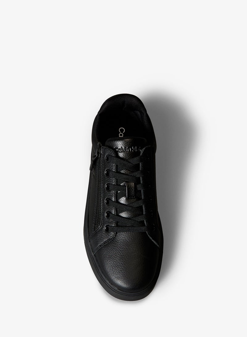 CALVIN KLEIN Classic Leather Zip Sneakers - Image 4