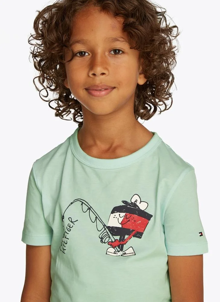 تومي هيلفيغر Kids Fun Flag Crew Neck T-Shirt