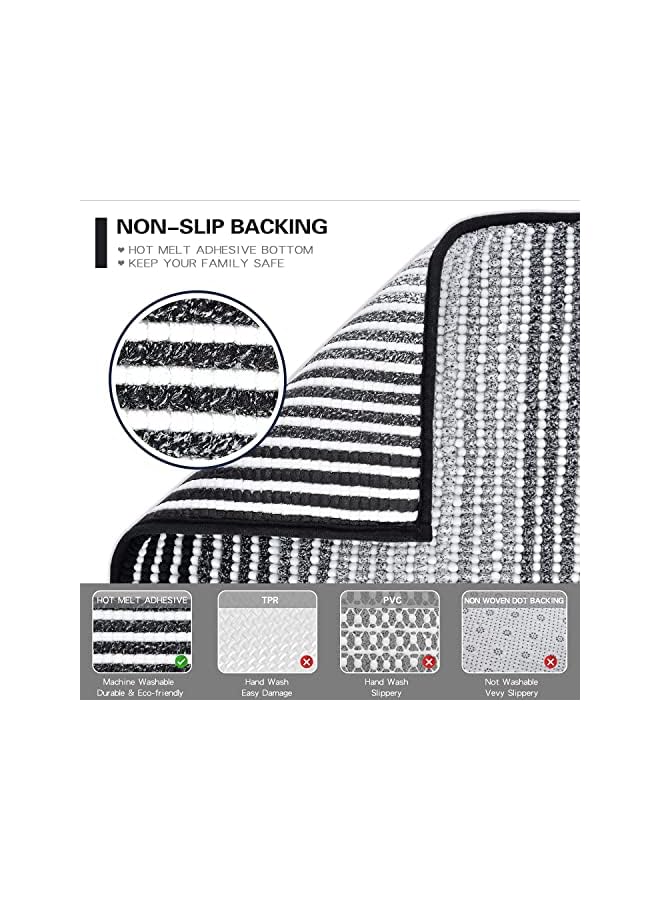 The Bros Bathroom Rugs and Mats Sets, 2 Piece Thick Absorbent Chenille Bath Mat Rug Set Non Slip, Soft Shaggy Bath Room Floor Mats for Bathroom, Machine Washable 50 * 80cm+40 * 60cm, Black - Image 5