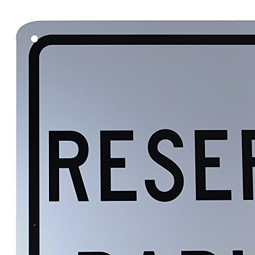 NMC TM6G Traffic Sign, Legend "RESERVED PARKING FOR", 12" Length x 18" Height, Aluminum 0.040, Black on White - Image 2