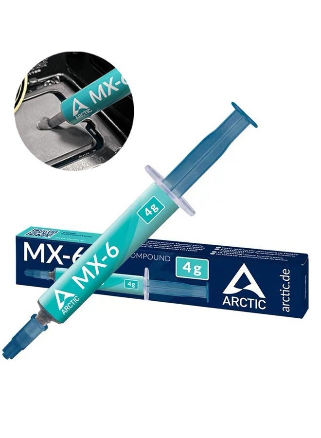 أركتيك MX-6 (4g) في نهاية المطاف الأداء الحراري لصق، بطاقة رسومات الكمبيوتر المحمول تبديد الحرارة لصق، متانة طويلة، تطبيق آمن، مناسبة للمعالج، وحدة التحكم الألعاب، بطاقات الرسومات، أجهزة الكمبيوتر المحمولة - Image 1