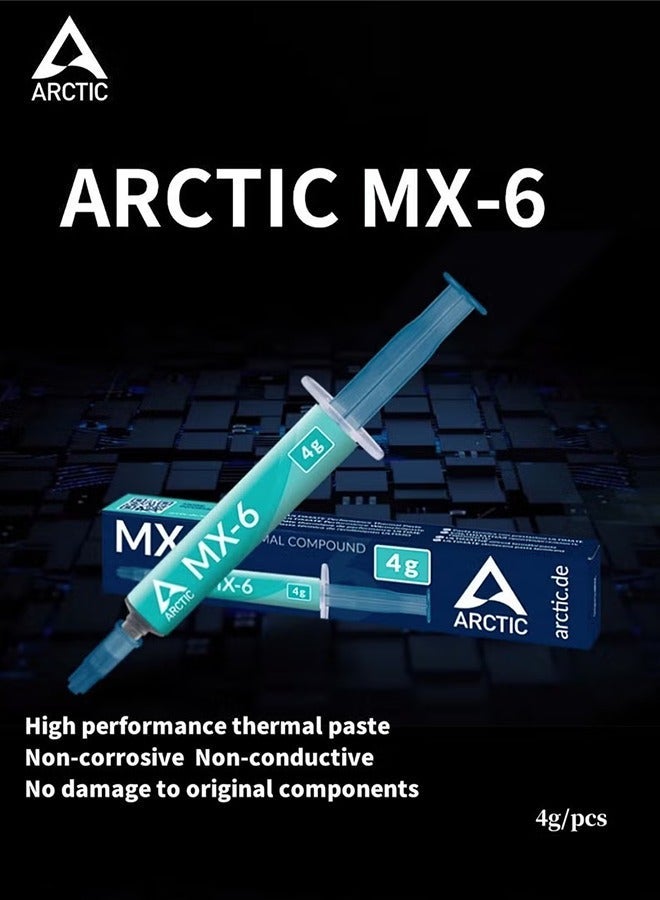 أركتيك MX-6 (4g) في نهاية المطاف الأداء الحراري لصق، بطاقة رسومات الكمبيوتر المحمول تبديد الحرارة لصق، متانة طويلة، تطبيق آمن، مناسبة للمعالج، وحدة التحكم الألعاب، بطاقات الرسومات، أجهزة الكمبيوتر المحمولة - Image 2