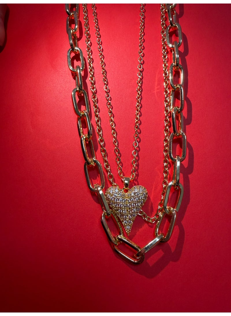 Three-Layered Heart Pave Necklace - Image 3