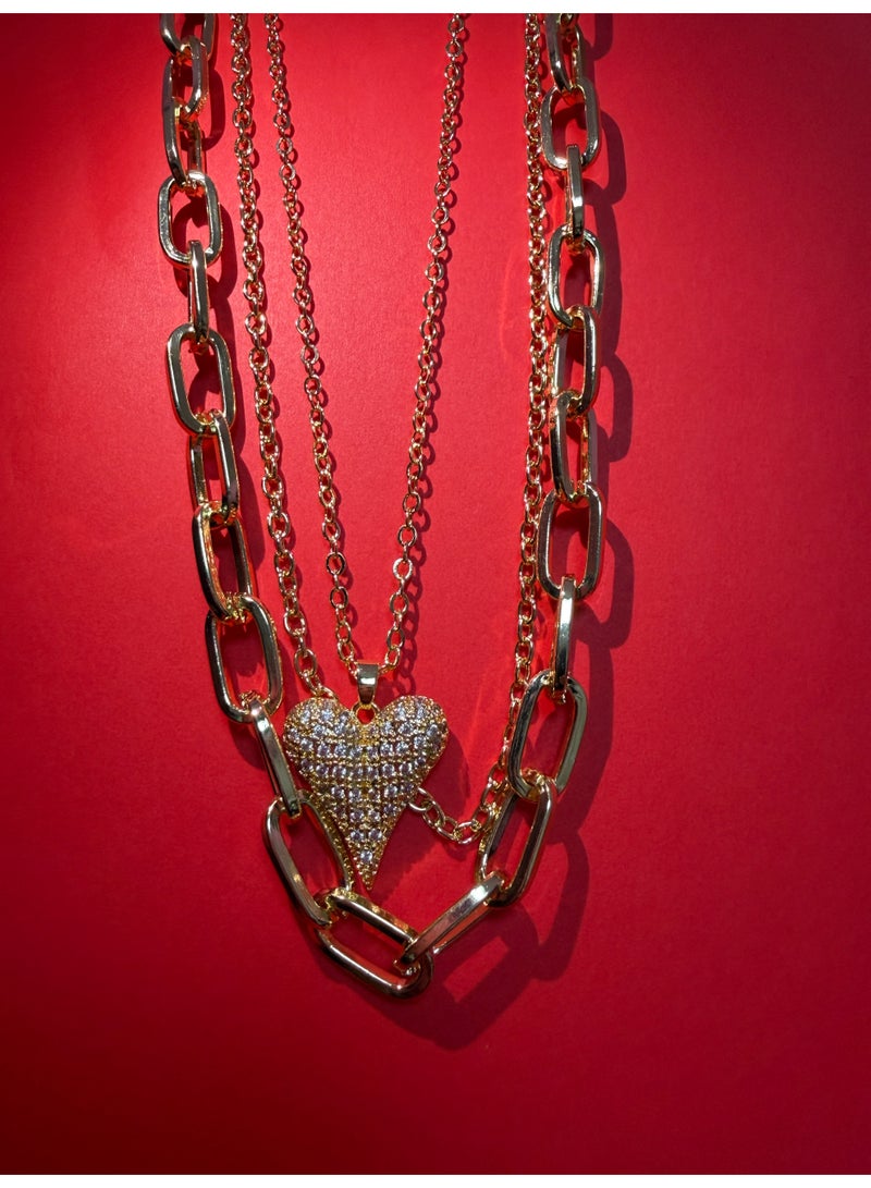 Three-Layered Heart Pave Necklace - Image 2