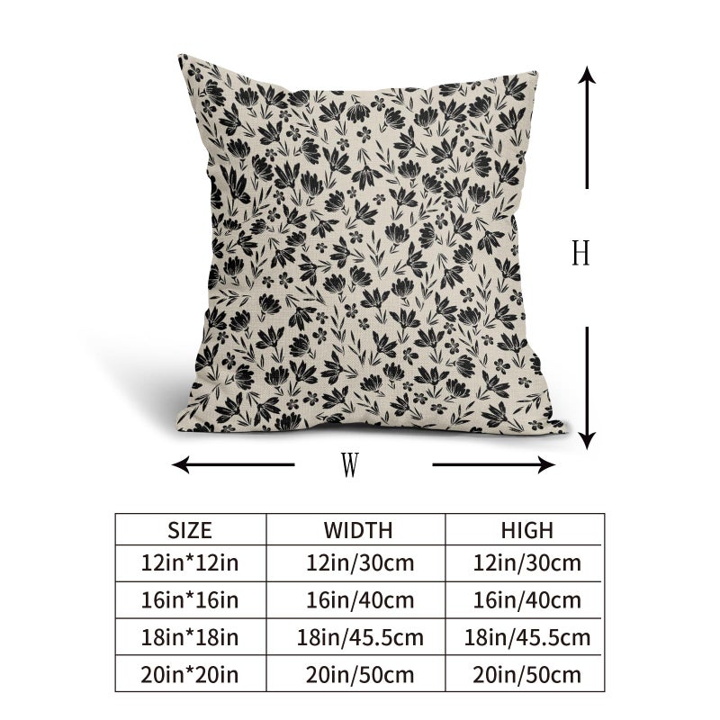 Aytipun Black Floral Pillow Covers 18x18 Set of 2 Vintage Rustic Old Style Cute Small FlowerBlack Cream Print Decorative Outdoor Pillowcases Farmhouse Throw Cushion Case Decor for Couch Sofa Bed - Image 5
