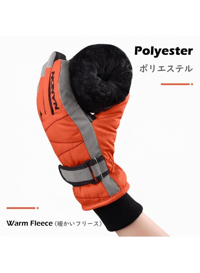 TRIWONDER Children's Ski Gloves Snow Mittens Warm Winter Gloves Sports Snowboarding Windproof for Boys Girls (S (6-7 Years), A - Orange) - Image 3