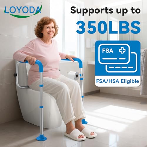 Loyoda Toilet Safety Rails with Big NonSlip Foot Pads Adjustable Width Height Toilet Safety Frame 350 LBS Toilet Handles for Elderly and Disabled - Image 3
