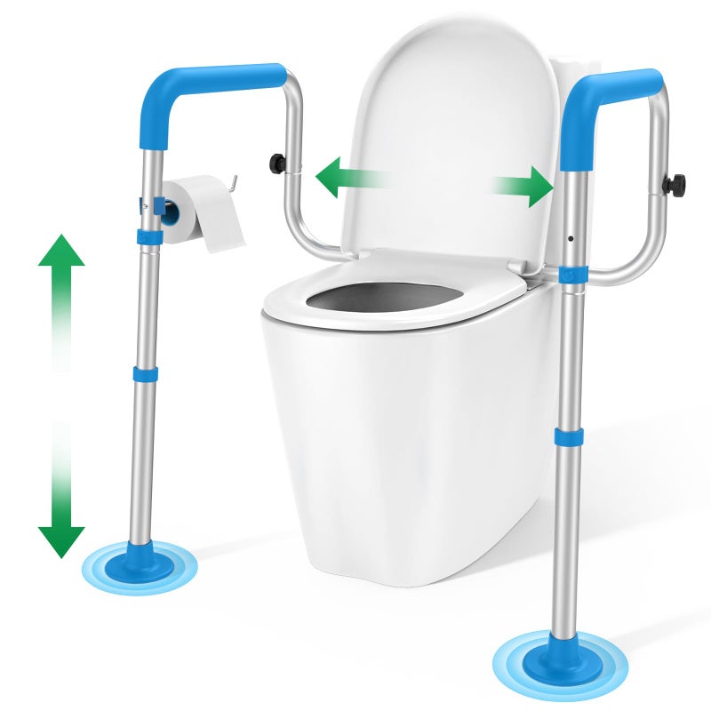 Loyoda Toilet Safety Rails with Big NonSlip Foot Pads Adjustable Width Height Toilet Safety Frame 350 LBS Toilet Handles for Elderly and Disabled - Image 2
