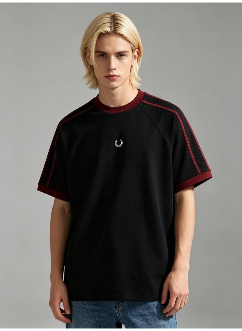 Fred Perry short-sleeved T-shirts with the same sports style for men and women contrast parallel bars loose casual couple tops, cotton breathable versatile fashion tops. - Image 5