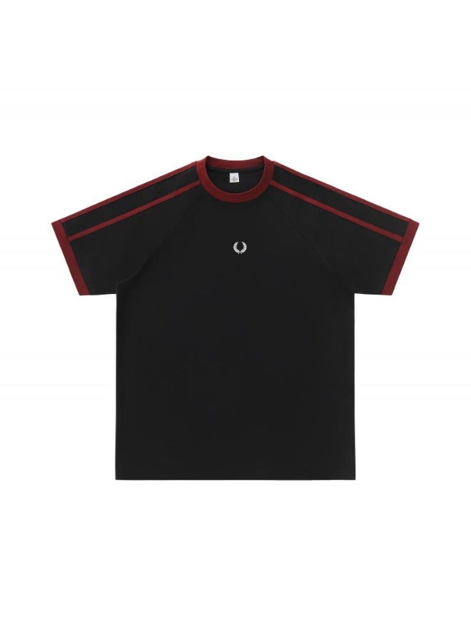 Fred Perry short-sleeved T-shirts with the same sports style for men and women contrast parallel bars loose casual couple tops, cotton breathable versatile fashion tops. - Image 2