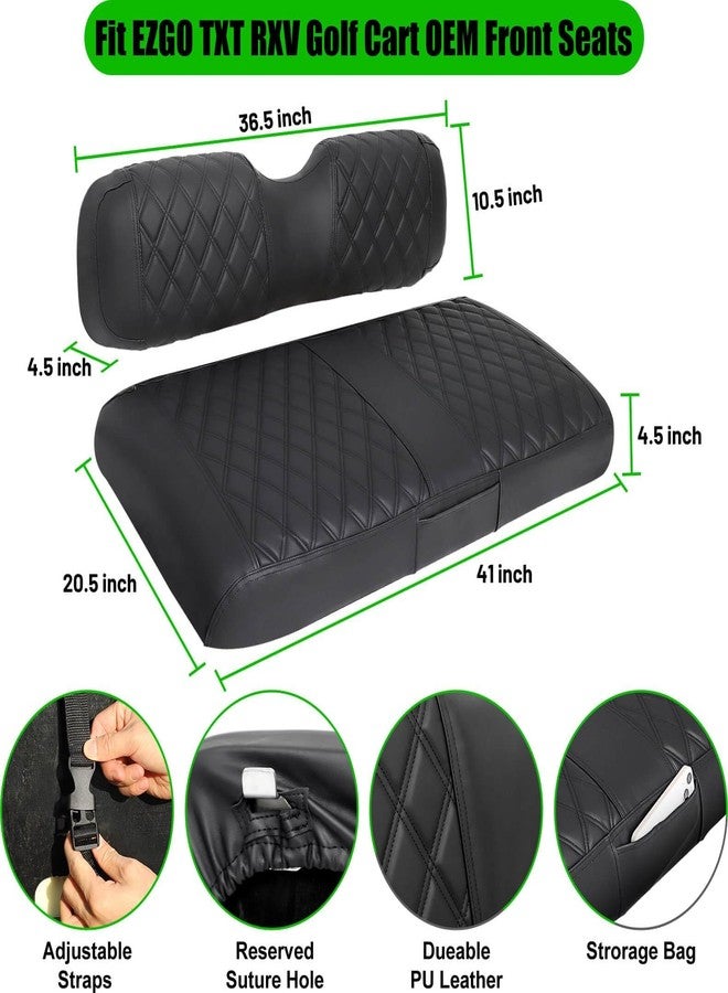 LEAPGOMAX EZGO Seat Covers, Golf Cart Seat Covers for EZGO TXT 1994-2013 and EZGO RXV OEM Ordinary Seat Thick Marine Leather Custom Diamond Comfortable/Anti-Scratch/Anti-Fading/Easy to Install - Image 5