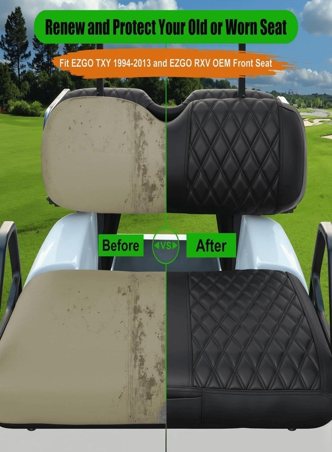 LEAPGOMAX EZGO Seat Covers, Golf Cart Seat Covers for EZGO TXT 1994-2013 and EZGO RXV OEM Ordinary Seat Thick Marine Leather Custom Diamond Comfortable/Anti-Scratch/Anti-Fading/Easy to Install - Image 2
