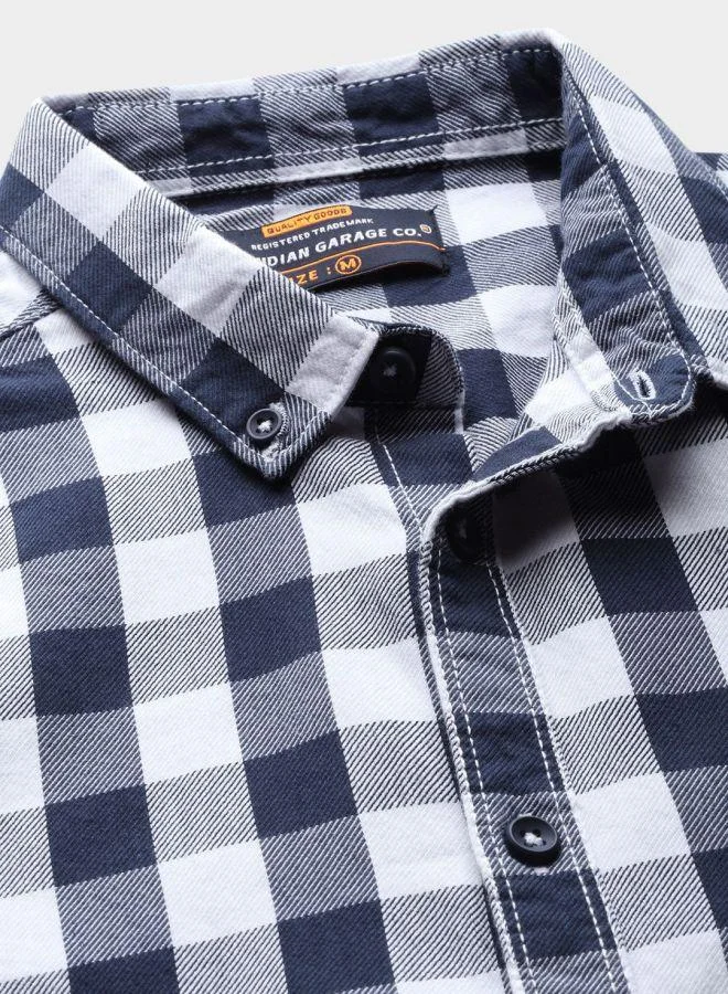 The Indian Garage Co The Indian Garage Co Men Checked Button-Down Collar Shirt