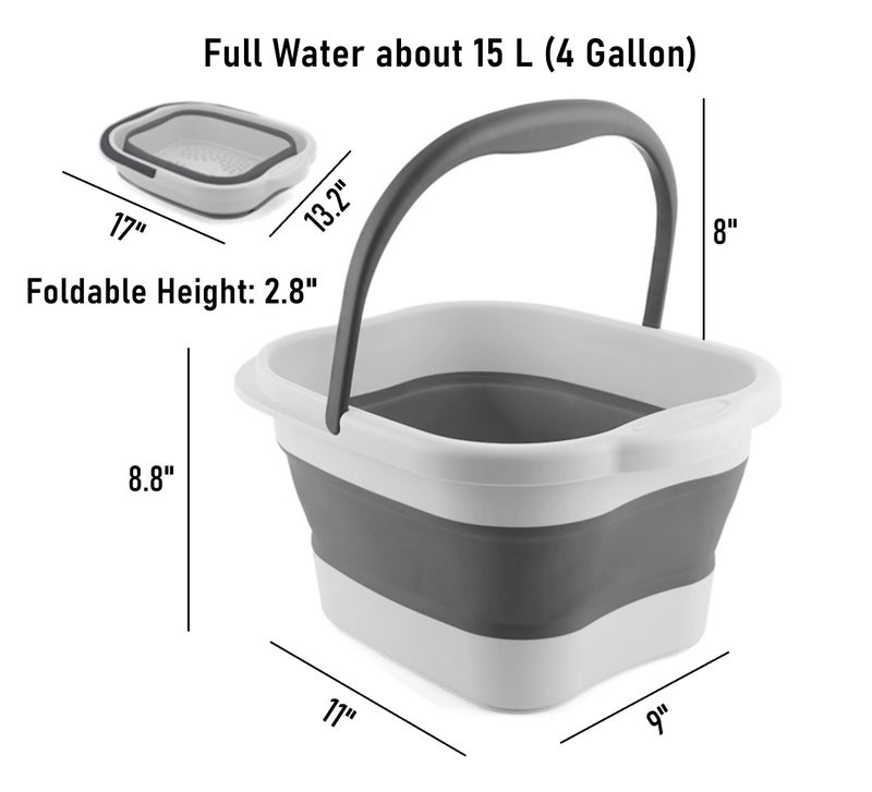 DoroSun Collapsible Foot Bath Basin Soaker Tub with Handle for Soaking Feet, Foldable Pedicure Foot Spa Massager Foot Care Soak Plastic Inflatable Bucket Bowl Bathtub Tools for Washing Cleaning, White - Image 2