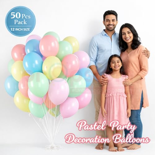 Propsicle 50 Pcs Pastel Balloons 12 Inch Multicolour Latex Set for Birthday Decoration, Baby Shower, Welcome Baby, Naming Ceremony, Kids Theme Party Arch Bunch Decor - Image 3