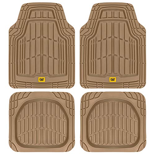 CAT ToughRide HeavyDuty 3 Piece Rubber All Season Floor Mats for Car Truck Van SUV Black Premium Trim to Fit Cars Floor Mat All Weather Deep Dish Automotive Floor Mats Total Dirt Protection