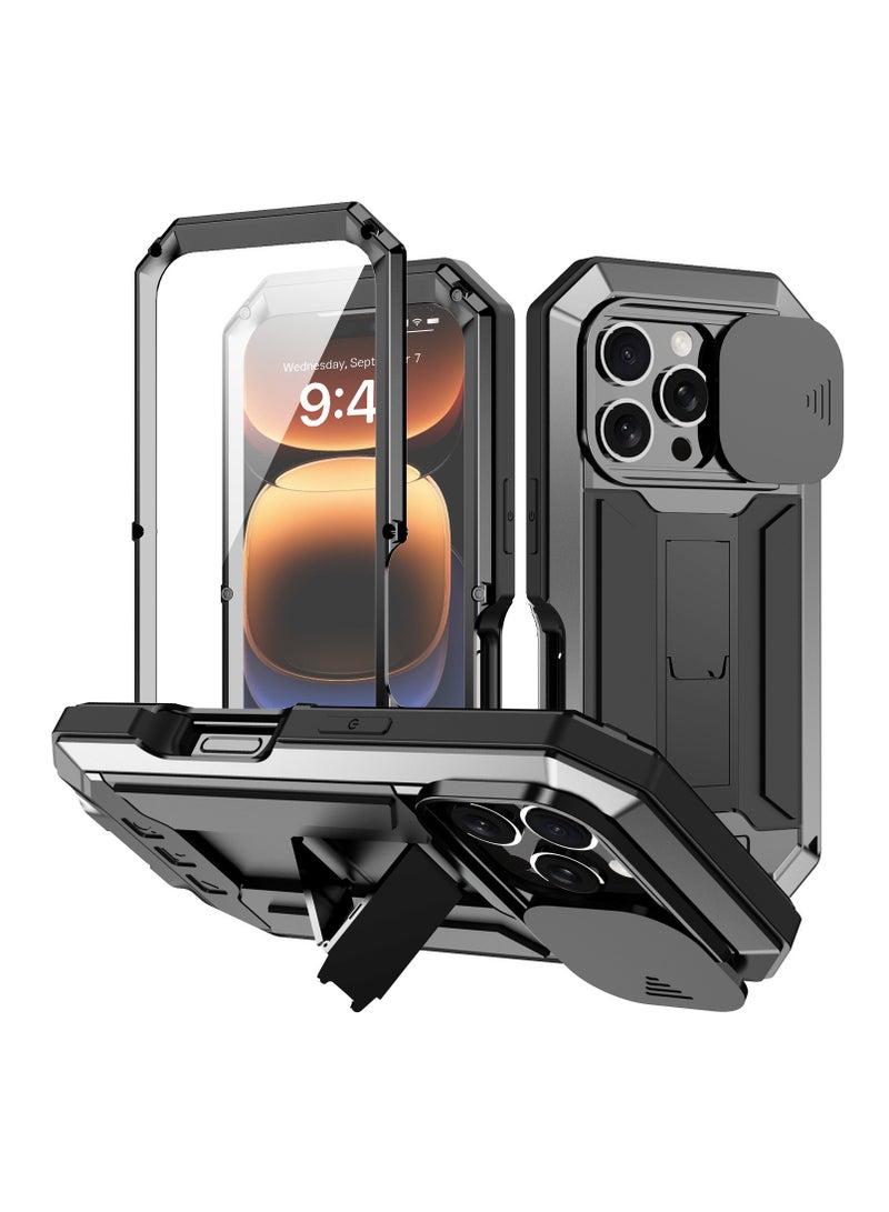 حالة معدنية وعرة iPhone16promax مع حامي الشاشة ، حامل الكاميرا ، تغطية الجسم بالكامل ، الحماية - Image 1