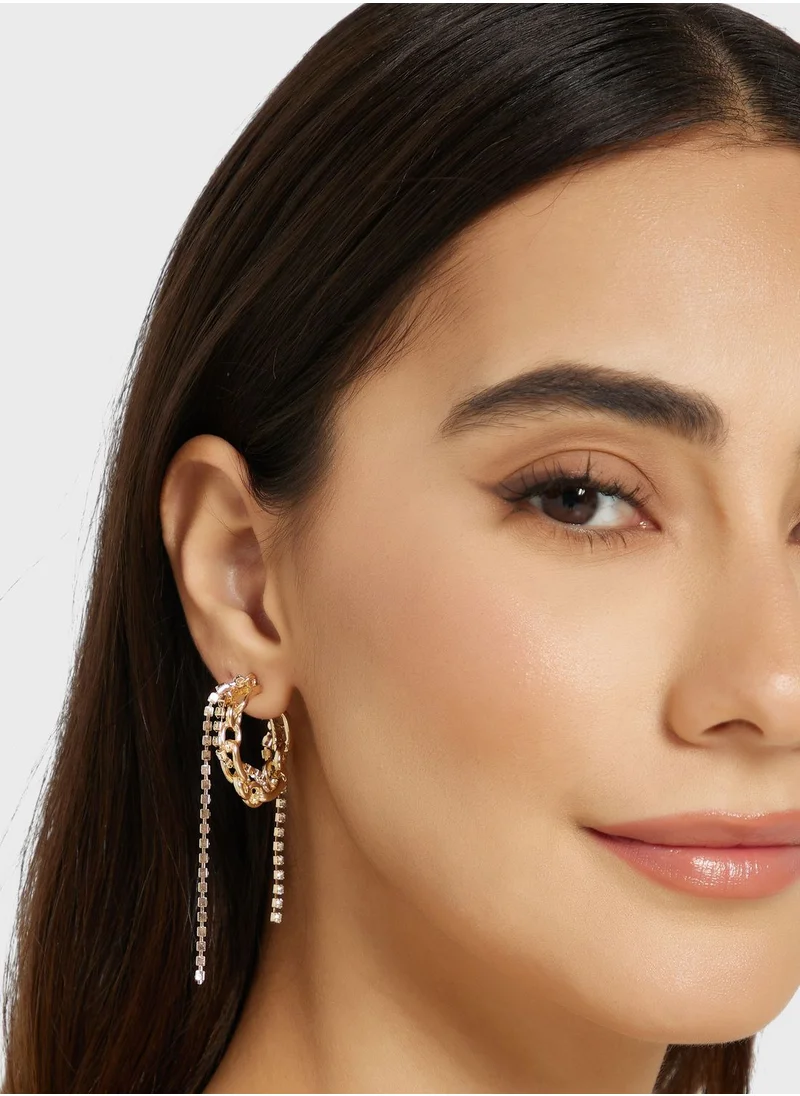 Ginger Diamante Chain Hoop Earrings