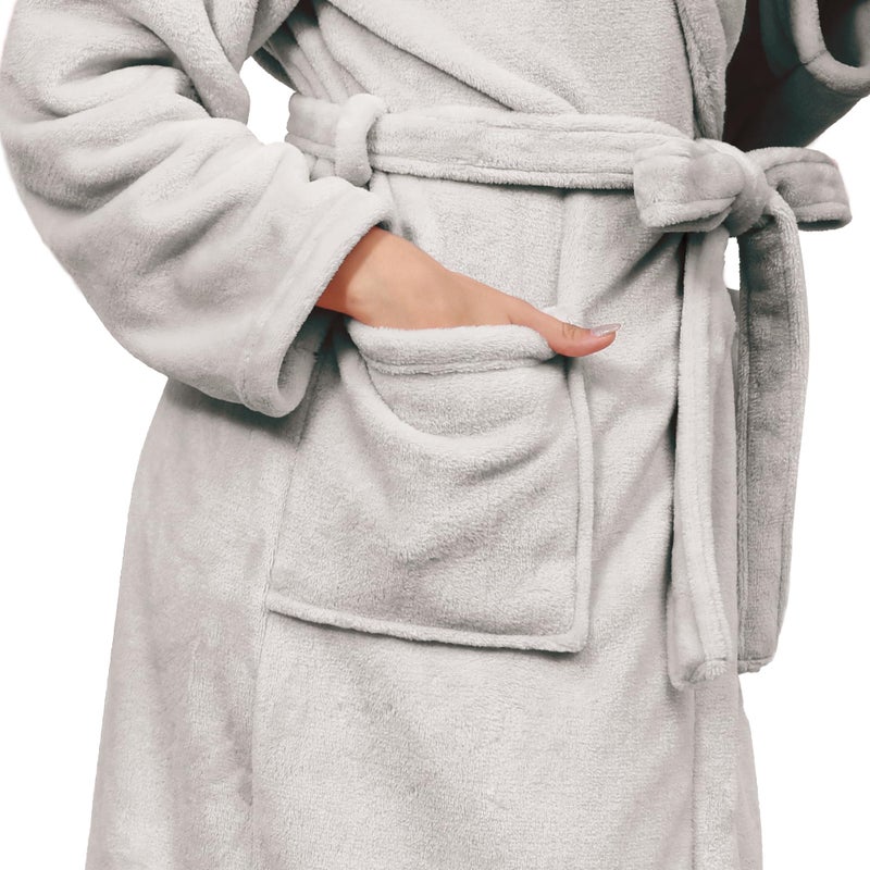 Eonkasp Plush Soft Robes for Women, Premium Fleece Womens Robe Cozy Warm Bathrobe, Light Beige, L-XL - Image 4