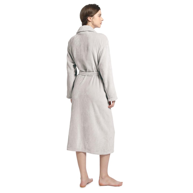 Eonkasp Plush Soft Robes for Women, Premium Fleece Womens Robe Cozy Warm Bathrobe, Light Beige, L-XL - Image 2