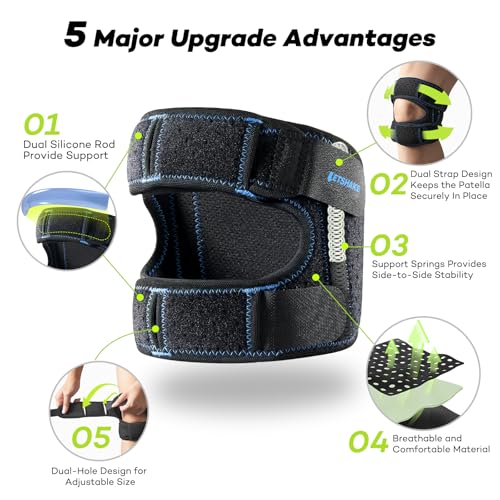 LETSHAKE Patellar Tendon Support Strap with Side Stabilizers & Patella Gel Pads, Knee Brace for Women Men Meniscus Tear, Knee Pain Relief, Arthritis Pain And Support, Double Patella Bands (Large) - Image 4