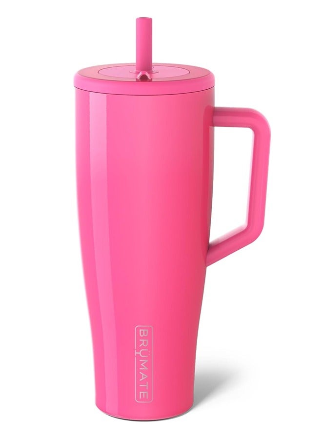 BRUMATE 40 oz Tumbler with Handle and Straw | 100% Leakproof Insulated Tumbler with Lid and Straw | Made of Stainless Steel | Cup Holder Friendly Base | 40oz(Neon Pink) - Image 1